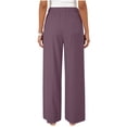 thumbnail image 4 of Endives Linen Pants For Women Wide Leg Pants High Waist Tie Up Solid Color Vacation Pant With Pockets Purple, 4 of 7