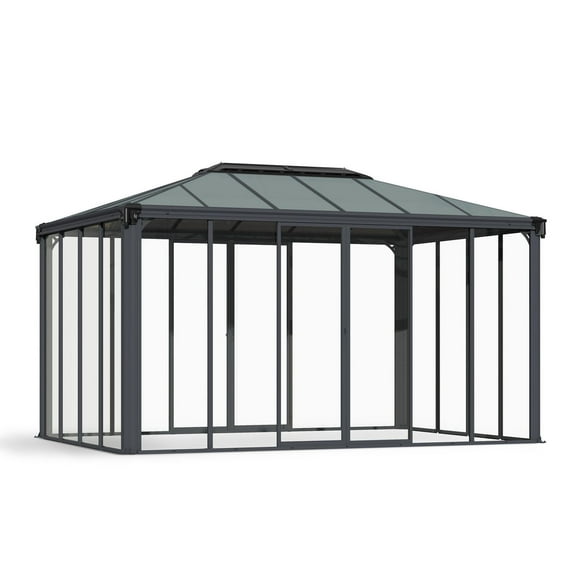 Canopia de Palram Ledro 10 pi x 14 pi Gris / Gazebo fermé / Enclos de spa et solarium