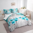 thumbnail image 3 of Homewish Boys Girls Teal Flowers Bedding Comforter Set 7pcs,Abstract Vintage Queen Bedding Sets Super Cozy,Spring Garden Queen Sheet Sets,Microfiber Bedroom Decor,Reversible, 3 of 8