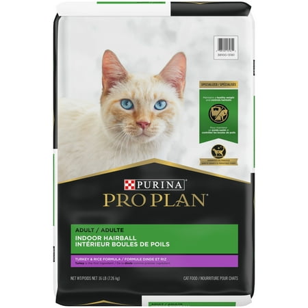 Purina Pro Plan Indoor Hairball Turkey Rice Dry Cat Food, 16 lb Bag