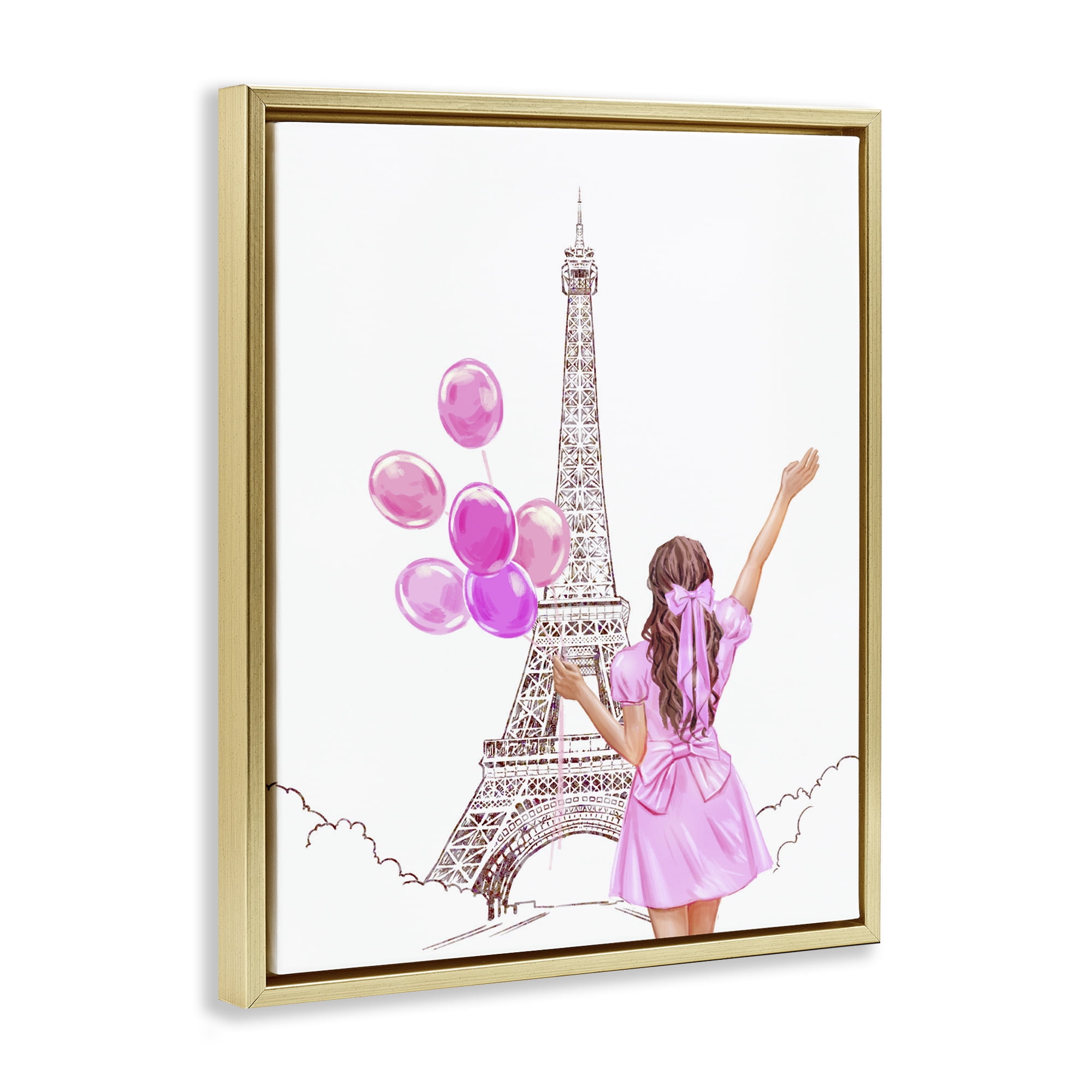 Stupell Industries Chic Paris Celebration Gold Framed Floater Canvas Wall Art, design by Ziwei Li