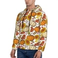 thumbnail image 2 of KLL Pumpkin Corn Daisy Print Mens Hoodie Long Sleeve Casual Pullover Hooded Sweatshirt Fashion Drawstring Hoodies with Pocket-X-Large, 2 of 6