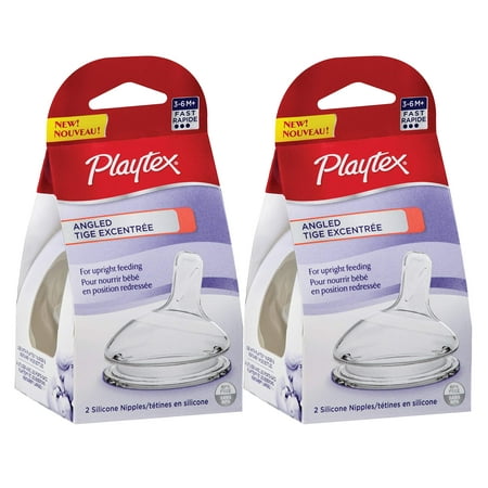 Playtex Angled Nipple, Fast Flow, 2-Count, 2 Pack