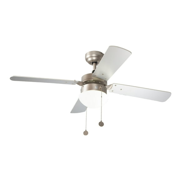 Ventilador de techo 42, 1 luz E27 60W, acabado plata, 4 aspas reversibles, 3 velocidades