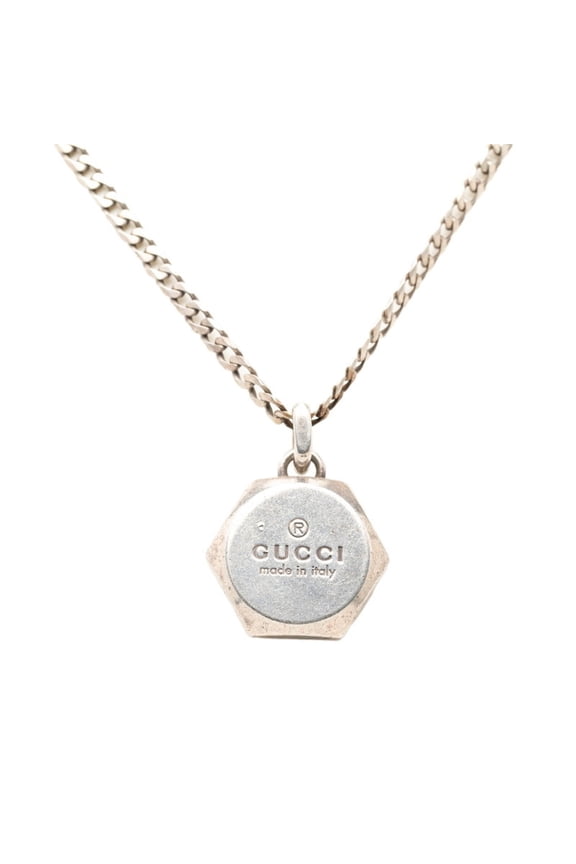 Pre-Owned Gucci Hexagon Pendant Necklace, SV925 Silver, Men's GUCCI