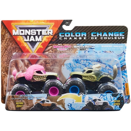Monster Jam 1:64 2-Pack (Dirty to Clean) Monster Mutt Poodle vs Husky