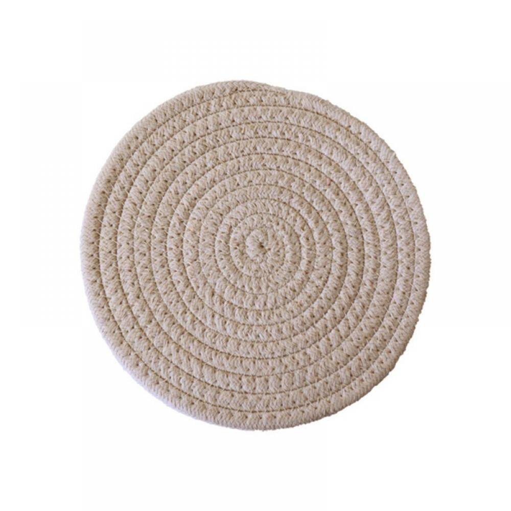 M&W Kitchen Heat Resistant Mats Placemats & Coasters Natural Hemp Rope Round Placemats Woven Tablemats for Dining Table Set of 4