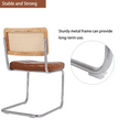thumbnail image 4 of PU& Rattan Dining Chairs, Industrial Dining Chair with Silver Metal Legs, Leisure Upholstered Dining Chairs, Accent Desk Chair for Kitchen Living Room Wine Bar(Brown,Set of 4), 4 of 9