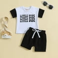 thumbnail image 3 of MHZLDYZ Boys Summer Outfits Toddler Boys Short Sleeve Letter Prints T Shirt Tops Shorts Child Kids Set&Outfits Toddler Boy Outfits Boy Toddler Clothes(White,80), 3 of 6