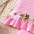 thumbnail image 4 of Toddler Girls Outfits Toddler Girl Floral Outfit Sleeveless Flower Embroidery Top & Wide Leg Pants Summer Set, 4 of 8