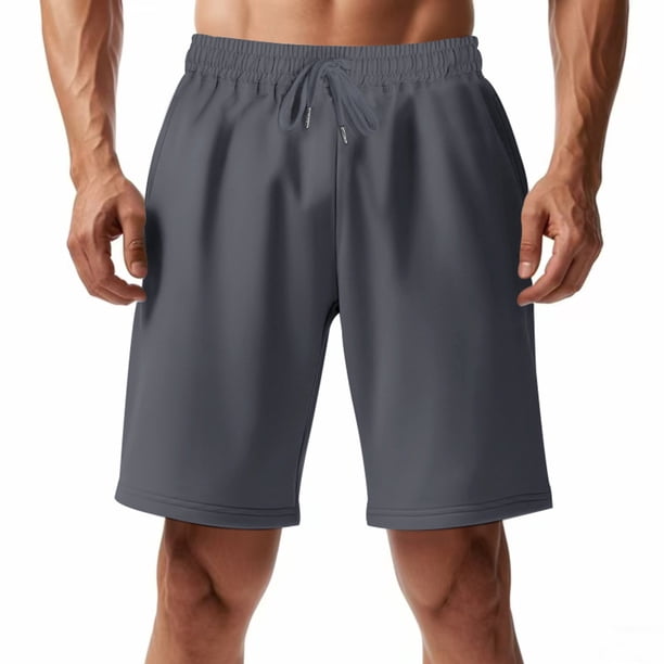 pstuiky Abreviatura para hombres, Pantalones cortos transpirables de color sólido con cintura elástica y cordón ajustable para hombre Pantalones cortos de golf