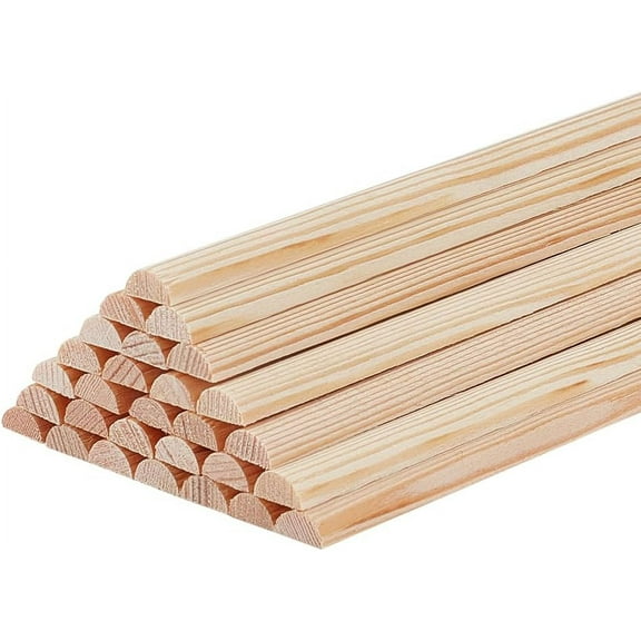 30Pcs Half Round Wood Sticks 11.8x0.3 inch Unfinished Wooden Dowels Strips 3.5mm Thick Wooden Round Dowel Rods Natural Wood Round Sticks Model Accessories for Wood Craft Supplies diy making