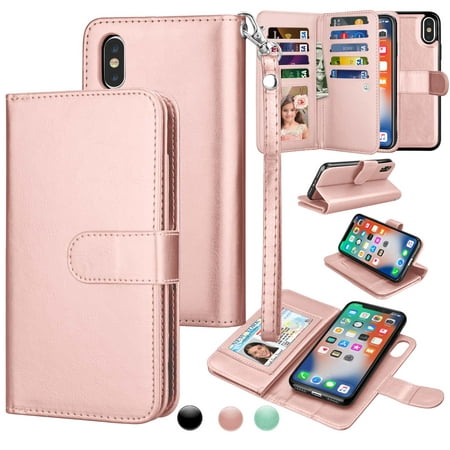 iPhone Xs Max Case, Wallet Case iPhone Xs Max, iPhone Xs Max Pu Leather Case, Njjex Pu Leather Magnet Stand Wallet Credit Card Holder Flip Cover 9 Card Slots Case For iPhone Xs Max 6.5