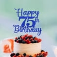 thumbnail image 4 of Cake topper Kaoenla Feliz 75.º cumpleaños azul con brillo, 4 of 7