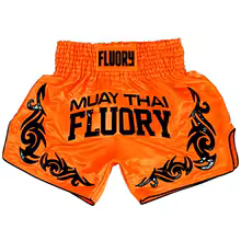 orange, variant on Fluory Muay Thai Shorts Fluorescent Color Fitness Boxing Martial Arts Training Gym Workout Sportswear Men's Compression Shorts