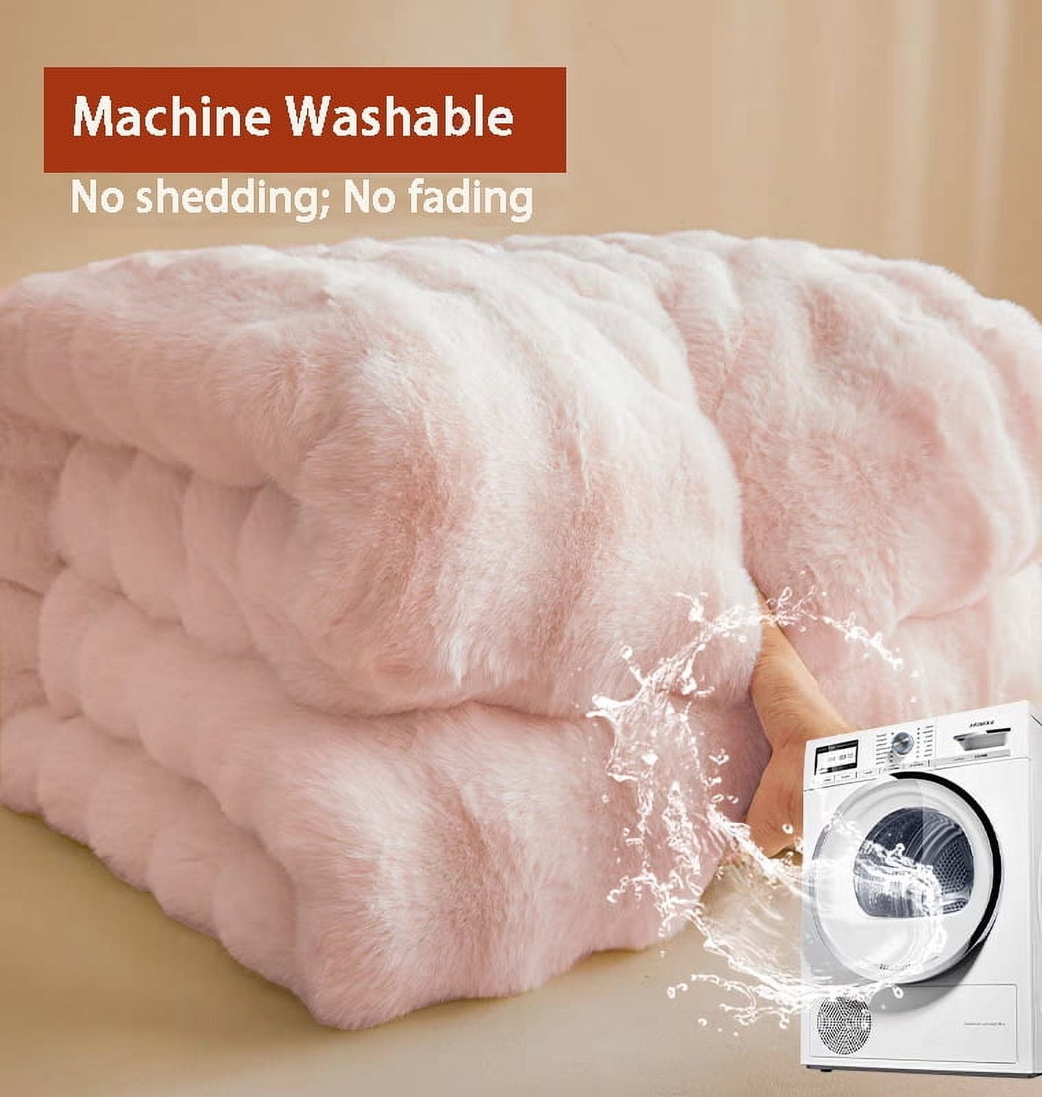 GHOUSE Plush Throw Blanket Faux Fur Blankets 860GSM 50x60 Inches Pink Blanket for Couch Chair Sofa