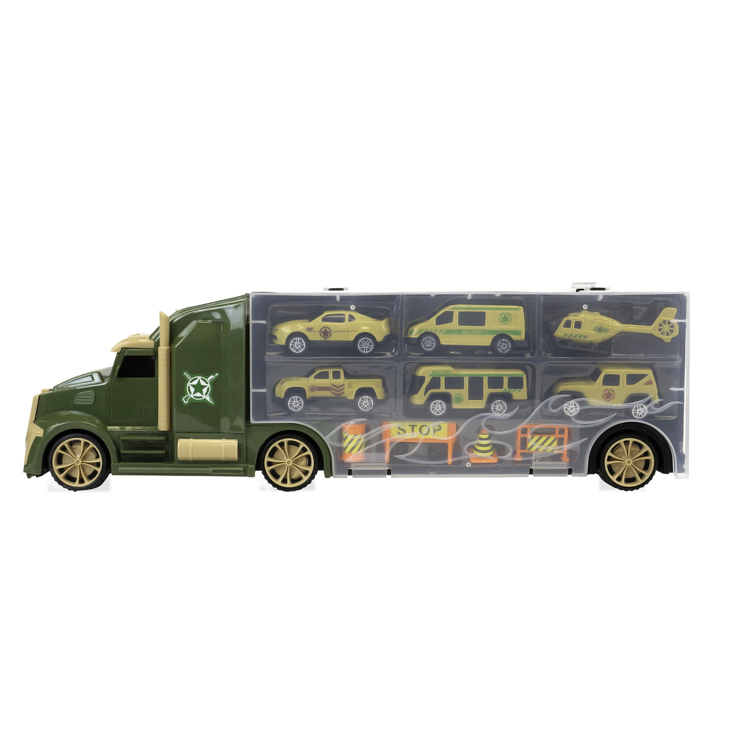 Set of 11 Army Toy Truck Role Play Multi Utility Military Vehicle Set