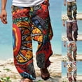 thumbnail image 5 of chengsi Mens Casual Baggy Harem Pants Elastic Waist Beach Loose Wide Leg Hippy Trousers, 5 of 9