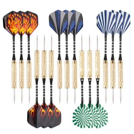 15 Pack Steel Tip Darts 18 Grams with Aluminum Shafts and Brass