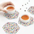 thumbnail image 7 of Pofeuu Colorful Spots Print Leather Coasters Set of 6, Round Cups Mugs Mat Pad for Home Kitchen Heat Resistant Drink Coasters,Hexagon, 7 of 7