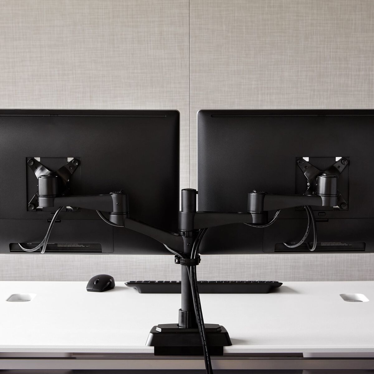 Vari Dual-Monitor Arm 180 Degree - Black Monitor Mount w/ 180 Degree Adjustment - Monitors up to 27 inches, 19.8 lbs
