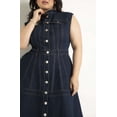 thumbnail image 3 of ELOQUII Women's Plus Size Fit & Flare Denim Dress, 3 of 3