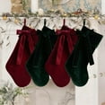 thumbnail image 2 of Bow Christmas Stockings, 18.9 inches Coquette Velvet Christmas Stocking Hanging Xmas Tree Decor for Fireplace Holiday Festival Party Ornament, 2 of 5