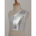 thumbnail image 5 of YONGHS Kids Girls Hip Hop Dance Vest Shiny Metallic Sport Crop Top 4-14 Silver 7-9, 5 of 7