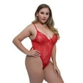 thumbnail image 3 of Women Floral Embroidery See Through Comfortable Bodysuit Plus Size, 3 of 5