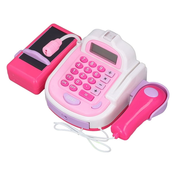 Caja Registradora Juguete Multifunción Con Escáner Y Sonidos – Set De Supermercado Con Tarjeta De Crédito, Cesta Y Frutas, Regalo Educativo Para Niños +3 Años (Rosa)