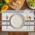 thumbnail image 4 of Beige Stripe Placemats Set of 6, Modern Abstract Art Navy Blue Striped Rustic Placemats for Dining Table, Place Mats for Kitchen Tabletop, Waterproof Wipeable Dining Table Mats Set, 4 of 9