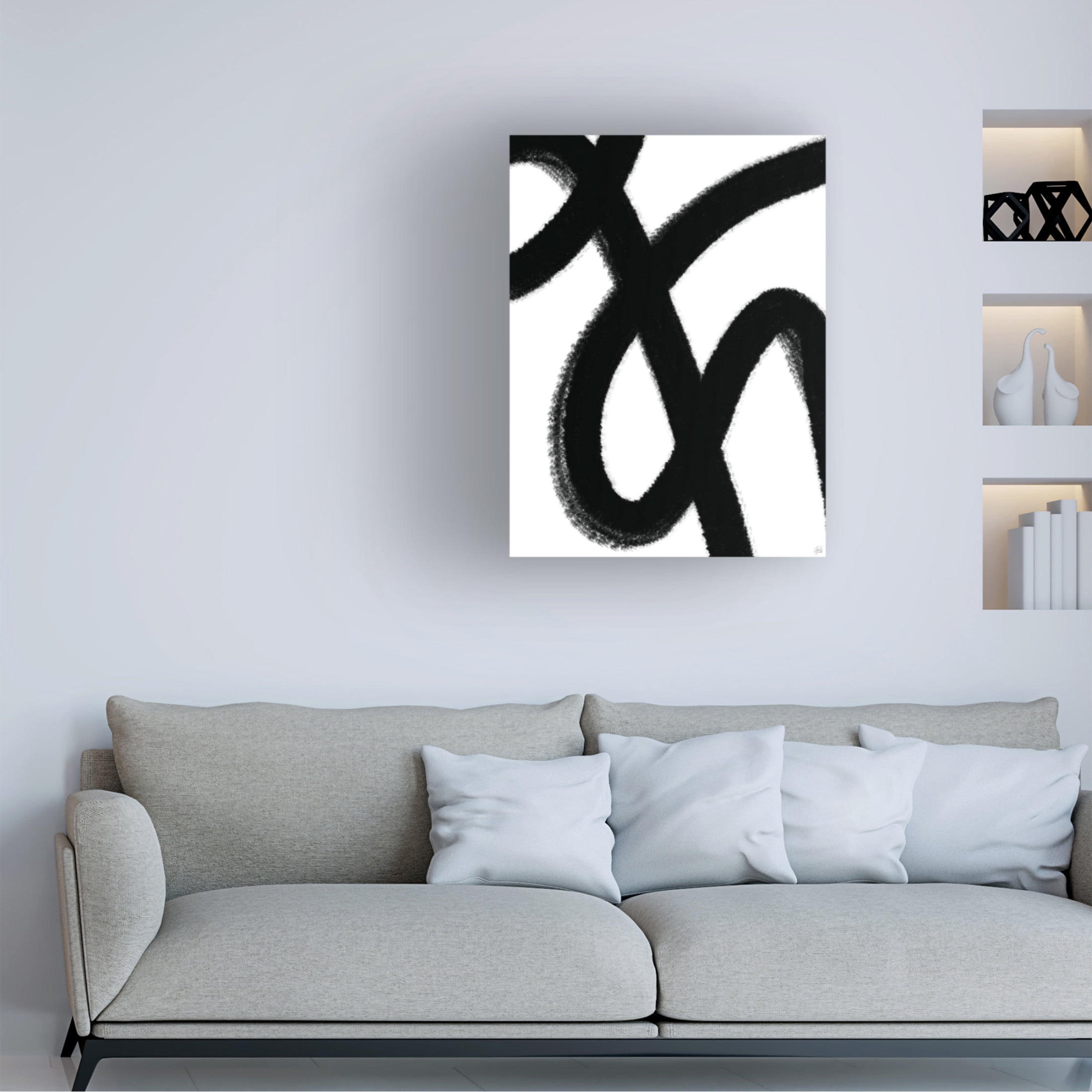 Canvas Wall Art - Line and Brush 'Big Brush 3' Wall Art for Living Room, Bedroom, or Office Décor by Trademark Fine Art - 35 x 47 Inches