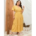 thumbnail image 6 of Plus Size Wedding Guest Maxi Dresses for Curvy Women, Summer Casual Floral Long Party Sundress with 3/4 Sleeve, 6 of 8