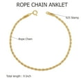 thumbnail image 3 of LeCalla 925 Sterling Silver Gold Plated Ankle Bracelet Jewelry Solid 1.8 MM Diamond-Cut Braided Rope Chain Anklet for Women Teen with Spring Ring Clasp 9 Inches, Made in Italy, 3 of 5