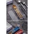 thumbnail image 5 of Ensemble de Vaisselle Portable en Acier Inoxydable 4 Pcs, Lavable au Lave-Vaisselle Réutilisable, Inclut Fourchette Cuillère Baguettes avec Boîte (Noir Doré), 5 of 5