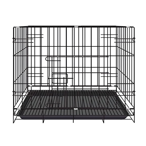 LAMIRO Cat Cage for Large Cat Foldable Metal Crate,Indoor & Outdoor Small Pet Cage,Dual Door Design