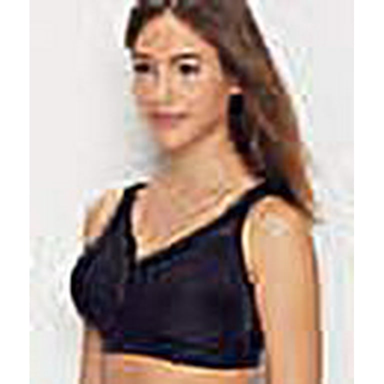 Playtex 18 Hour Supportive Flexible Back Front-Close Wireless Bra Black 48C  Women's