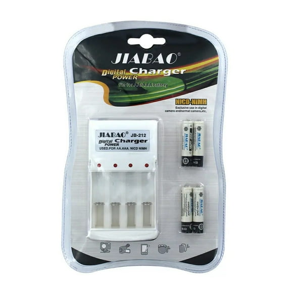 Cargador Baterías Recargables AA y AAA 4 Ranuras + 4 Pilas AAA 350 mAh