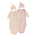 thumbnail image 1 of Gupgi 2 Pack Newborn Baby Sleeping Sack 0-3 Months Solid Color Long Sleeve Baby Swaddle Sleep Bag and Hat, 1 of 9