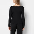 thumbnail image 3 of Casual Sleep Ribbed Long Sleeve Top With Lace Trim in Tuxedo Black, 3 of 3