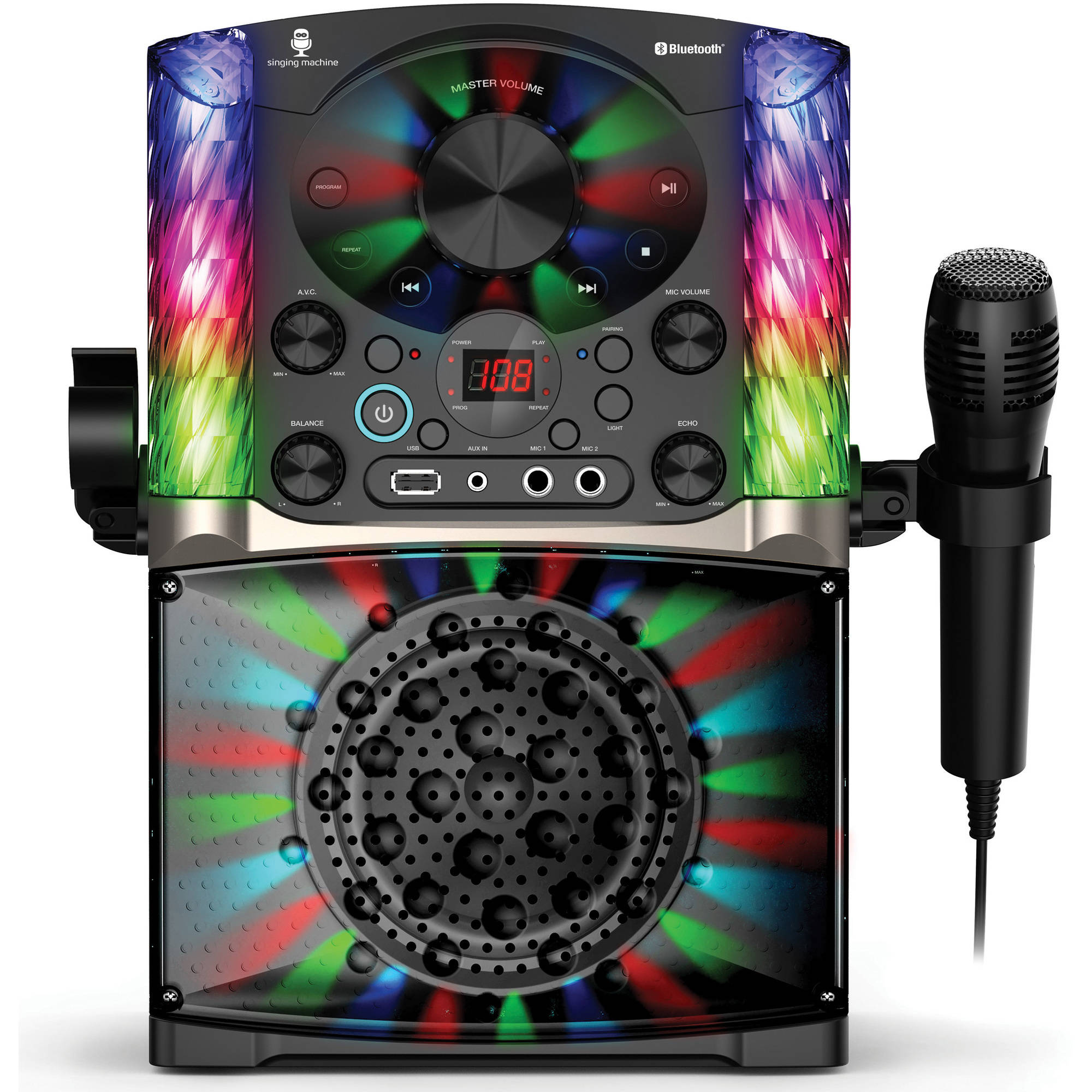 Karaoke Bluetooth System Singing Machine Microphone Audio Led Display