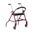 thumbnail image 1 of Andador con ruedas Medline de 2 ruedas para adultos y personas mayores, capacidad de peso de 136 kg, color burdeos, ruedas de 12,7 cm, asiento acolchado, plegable, asas ajustables y frenos de presión., 1 of 5