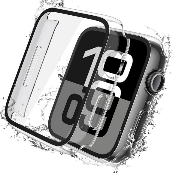 For Apple Watch Series 10 [42mm] Waterproof Case, IC ICLOVER Full Cover Snap-on Cover with Built-in Clear Glass Screen Protector Anti-Scratch & Shockproof Hard PC Clear Bumper iWatch Series 10 42mm