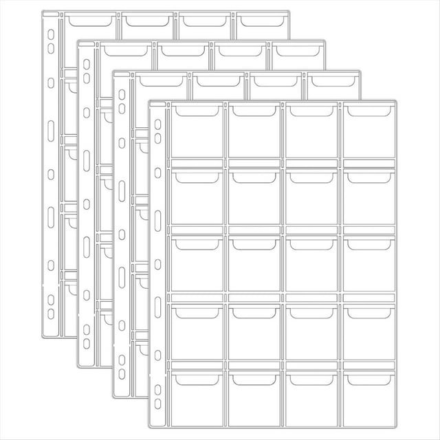 4 Hojas con 20 Páginas de Colección de Monedas, Fundas de PVC Transparente para Carpetas de Monedas con Protectores de 9 Agujeros.