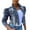 Dark Blue, variant on Frostluinai Ripped Crop Denim Jacket for Women Puff Long Sleeve Crop Jean Jacket Button Down Lapel Collar Denim Coats Fall Trucker Coat with Pocket