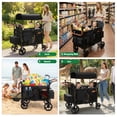 thumbnail image 2 of Vomeast Upgrade Wagon Stroller for 2 Kids, 2-Seater Outdoor Baby Stroller Wagon with Canopy, 5-Point Harness, Adjustable Handle(Black), 2 of 12