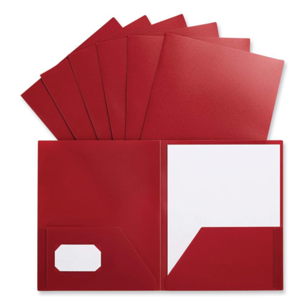 2-Pocket 11 in. x 8-1/2 in. Plastic Folders - Red (10-Piece/Pack)