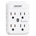 thumbnail image 1 of LENCENT Regleta de 2 clavijas, adaptador de toma de 3 a 2 clavijas, enchufe polarizado, extensor ampliamente espaciado de 8 tomas de 3 lados, grifo divisor de enchufe de pared compacto para tomas sin, 1 of 5