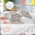 thumbnail image 2 of 3 Piece Sage Green Red Coral Duvet Cover Set Full Size, Microfiber Comforter/Quilt Cover with Corner Ties and 2 Pillowcases, Coastal Nautical Summer Beach All Season Soft Bedding with Zipper Closure, 2 of 8