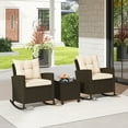thumbnail image 2 of Gymax 3 Piece Outdoor Rocking Set Rattan Rocking Chair Set w/ Tempered Glass Table Seat, 2 of 10